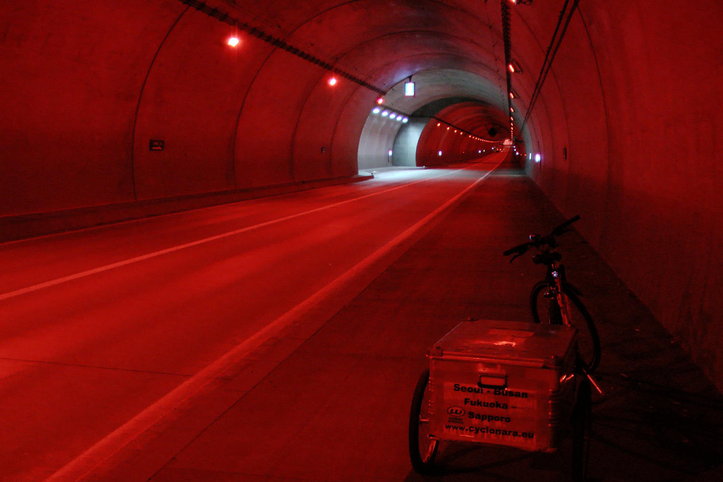 One of the few tunnels in Japan which are also suited for cyclists. Connecting the coast side with lake Toya