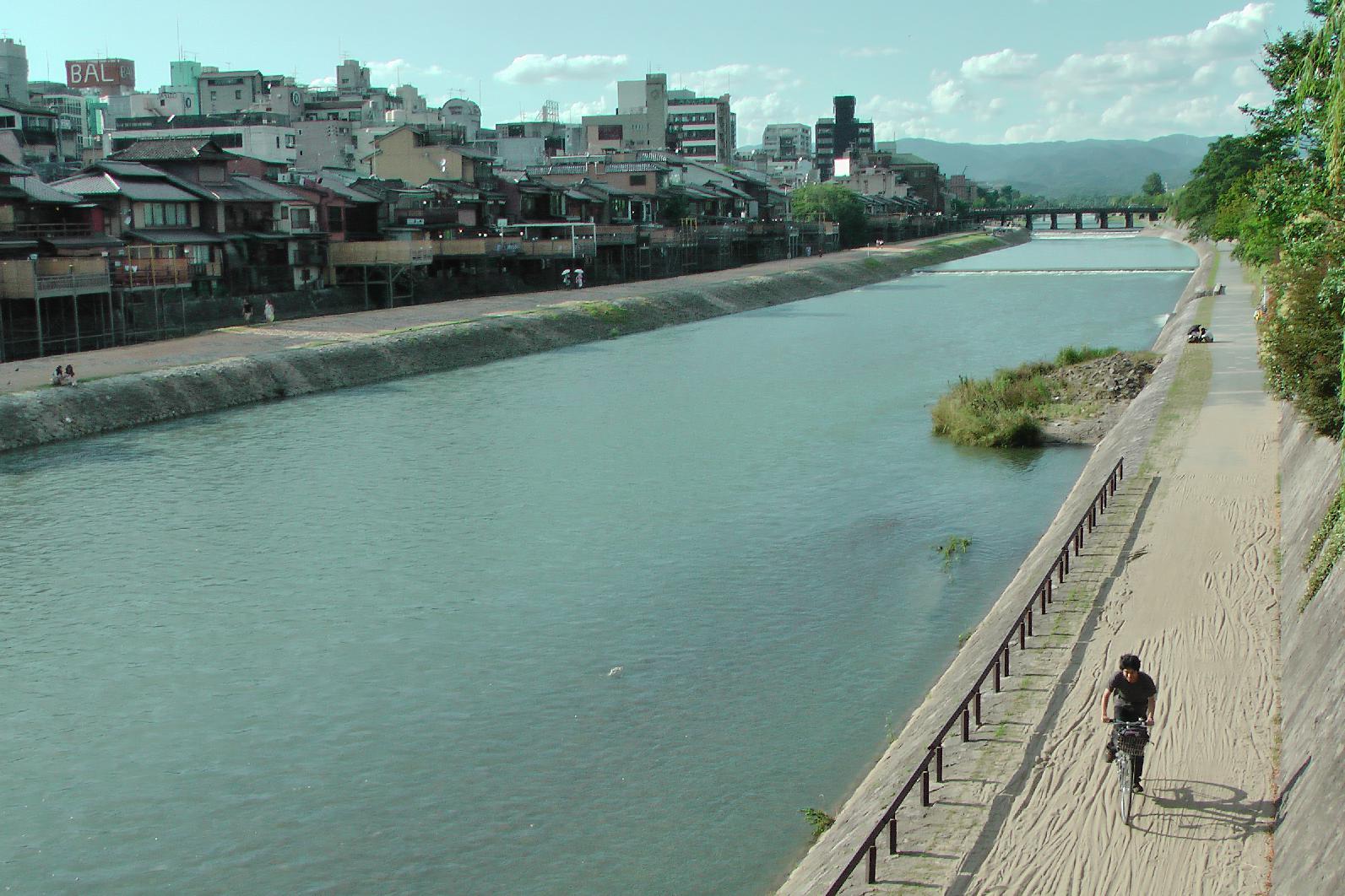 Kamogawa (鴨川) (eng. duck river) in Kyoto