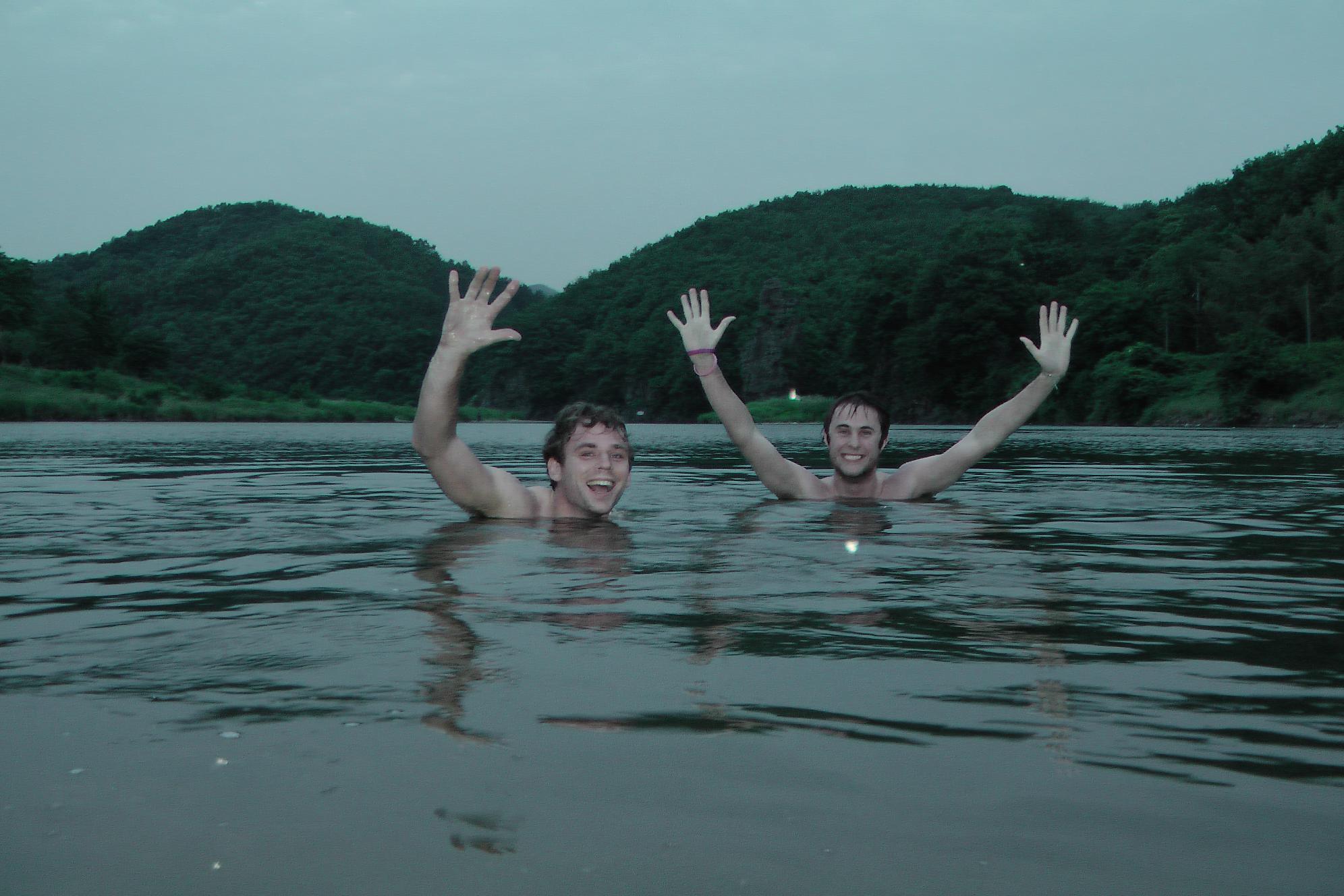 In the Taehwagang river with my host in Ulsan