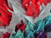 The cranes are made in memory of Sadako Sasaki who was two years old when the bomb detonated near by her home... Origami Cranes close up