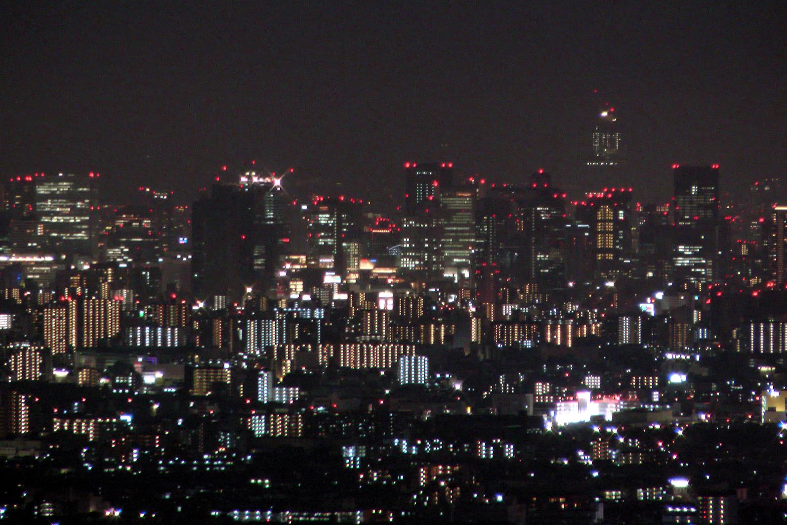 Osaka's skyline at night