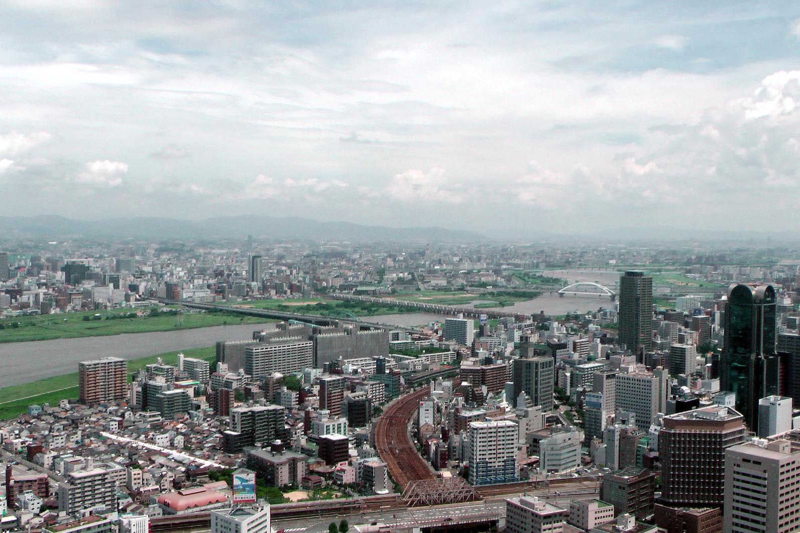Osaka's city centre. View in direction to Kyoto (north)